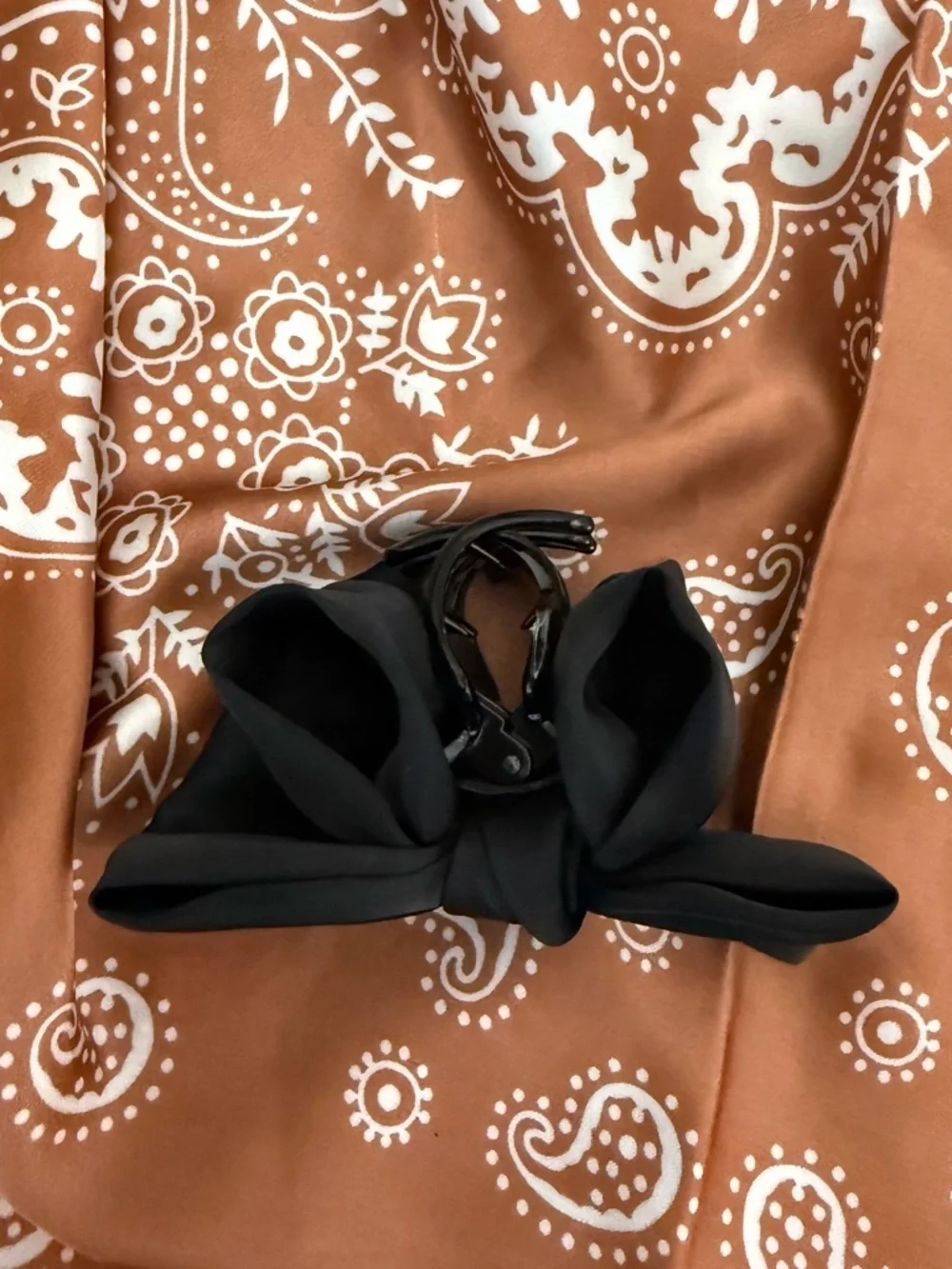 Satin Bow Hair Clip Beige Red Black Hair Bow Barrette Elegant Minimalist